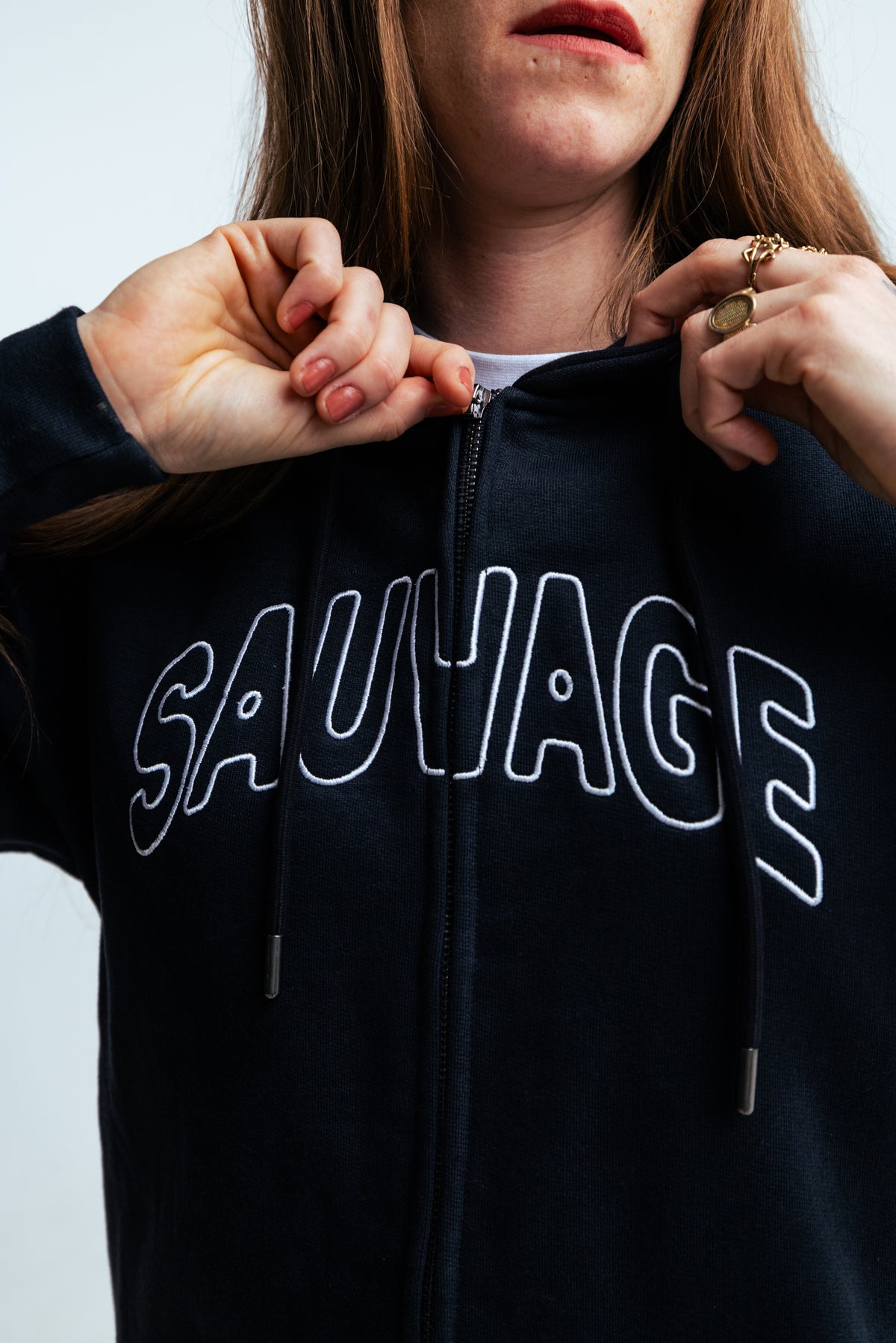 HOODIE SAUVAGE ZIP BLACK