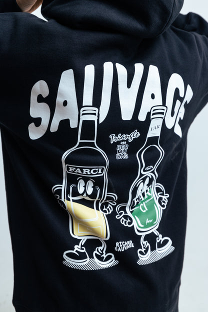 HOODIE SAUVAGE ZIP BLACK