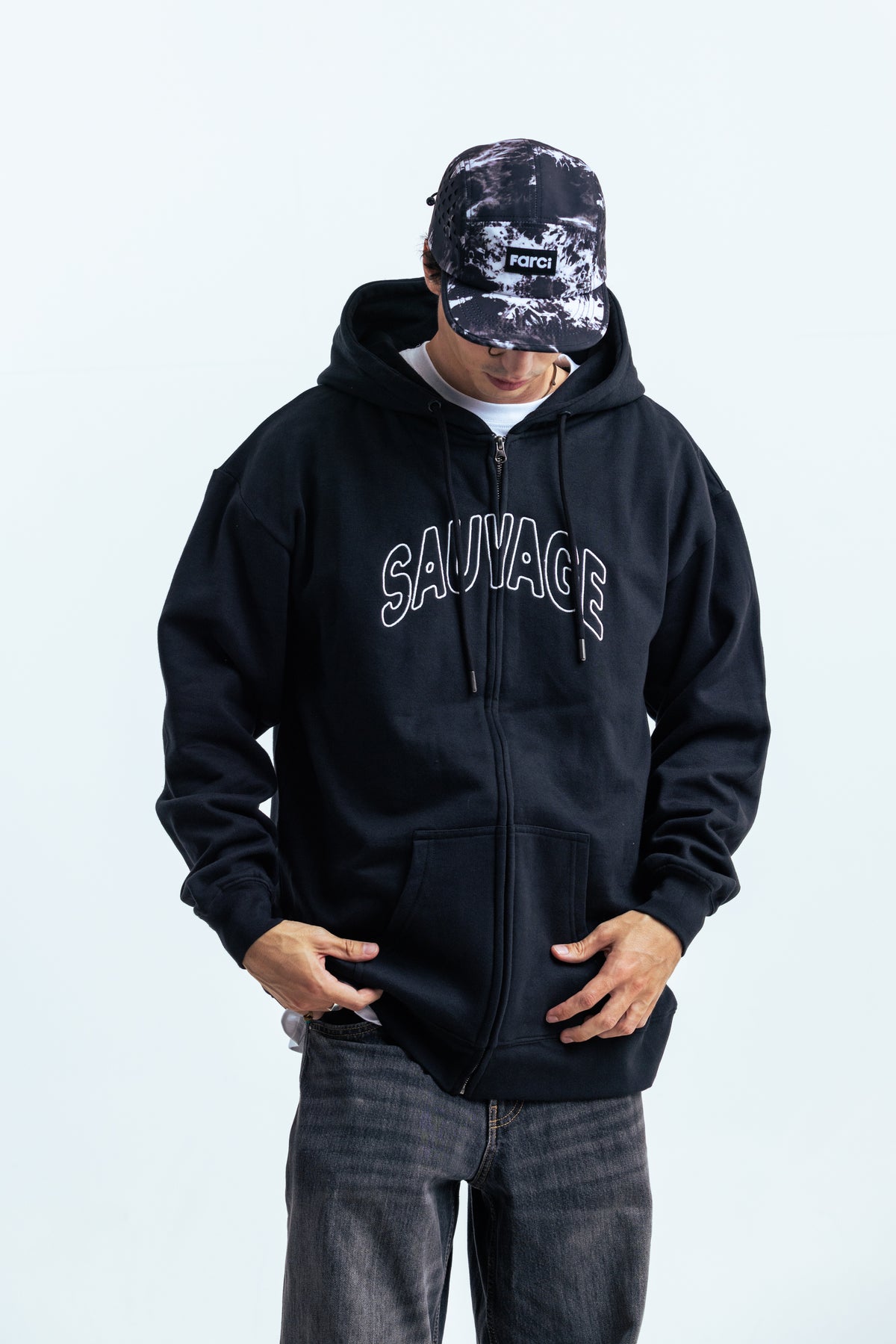 HOODIE SAUVAGE ZIP BLACK