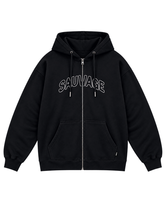HOODIE SAUVAGE ZIP BLACK